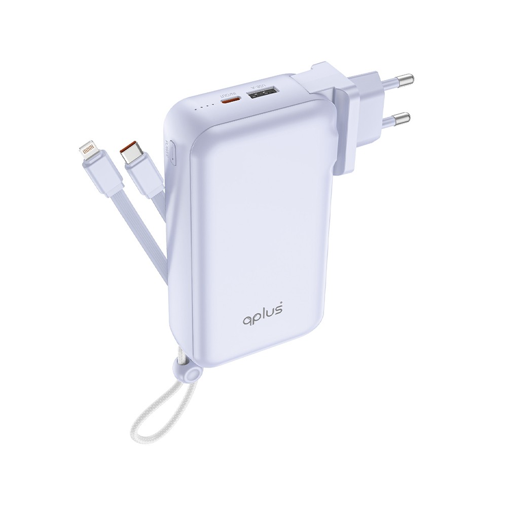 พาวเวอร์แบงค์ QPLUS 20,000 mAh Built-In Cable W2047 Purple
