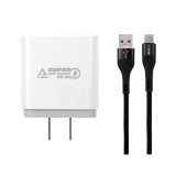 อะแดปเตอร์ ASAKI Wall Charger 1 USB-A White พร้อมสายชาร์จ USB-A to USB-C ยาว1M. Black