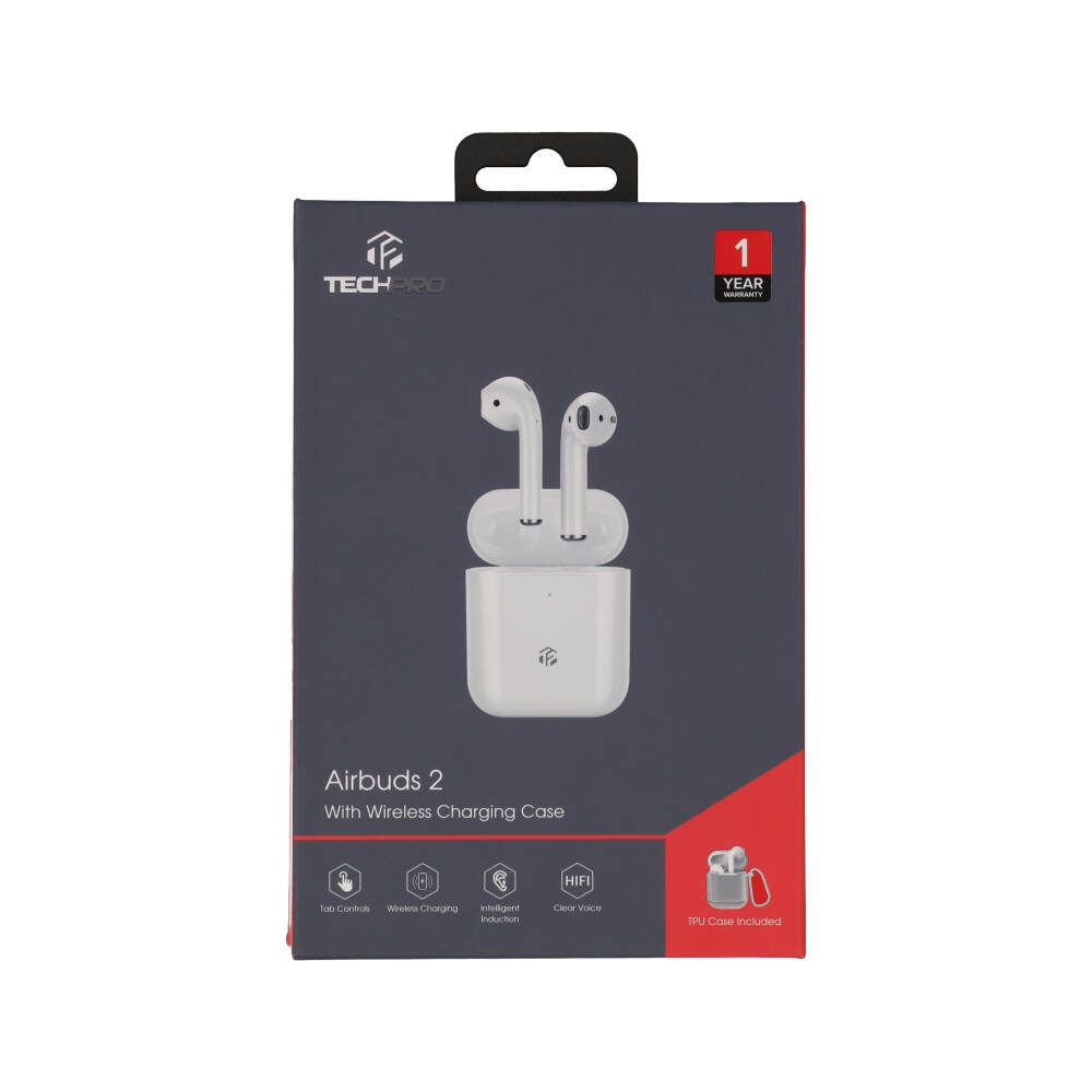 หูฟังไร้สาย TECHPRO Airbuds 2 with Wireless charging case White