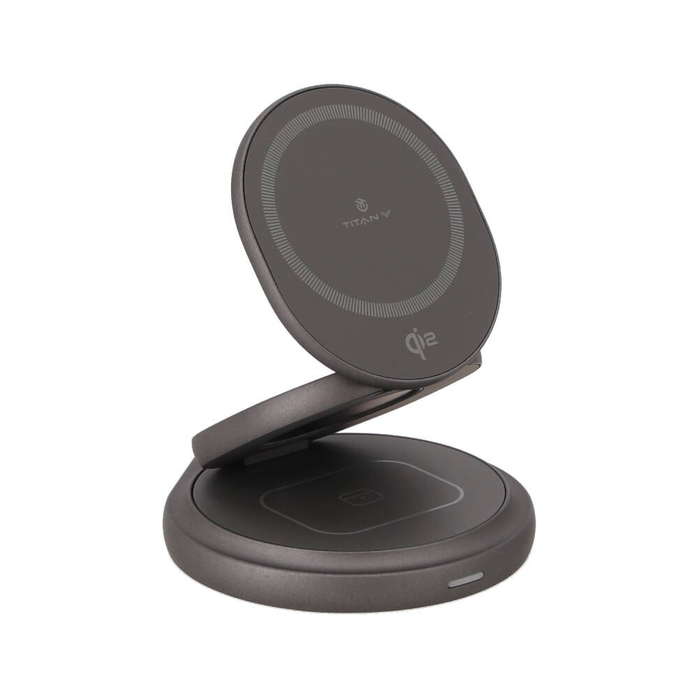 ที่ชาร์จไร้สาย TITANV 3-in-1 Qi2 Wireless Charger Foldable Magnetic & 360 Rotatable Stand 15W Grey (W27q)