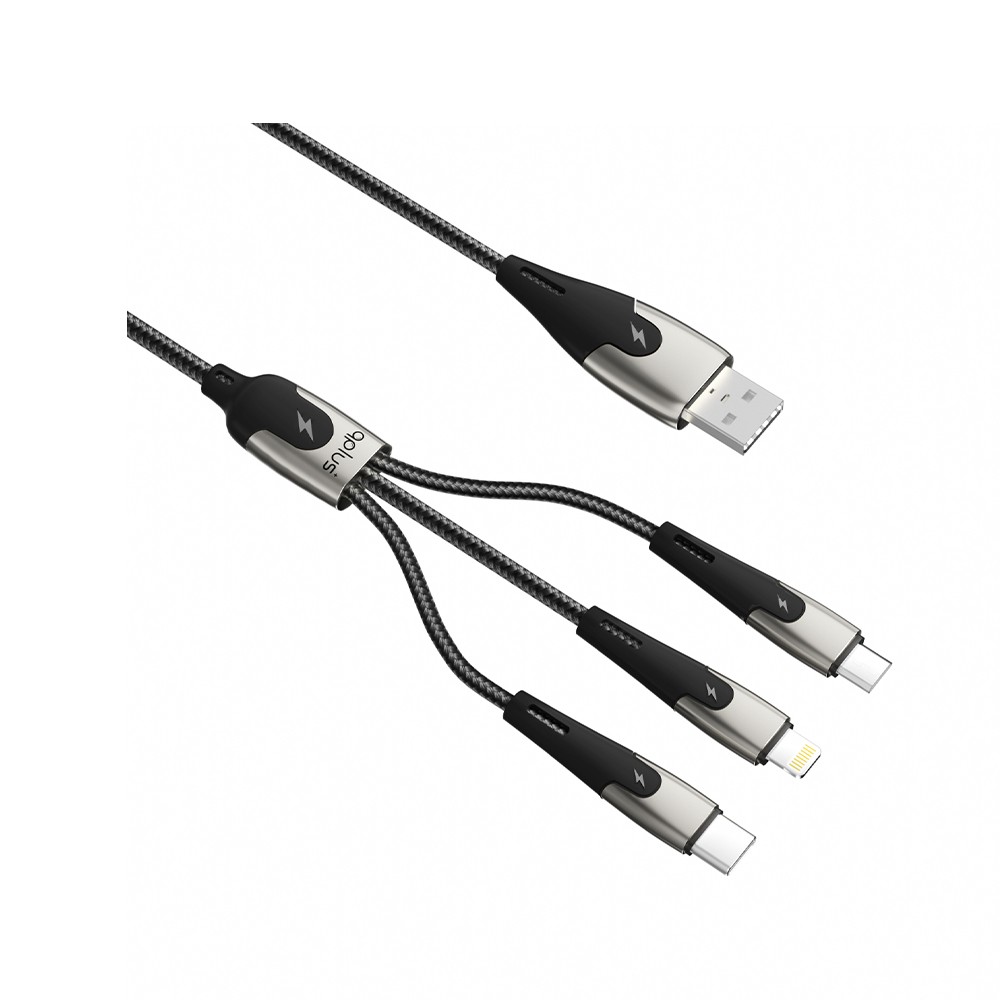 สายชาร์จ QPLUS 3-in-1 Multifunctional Cable 3A Fast Charge 1M. Black (Q1)
