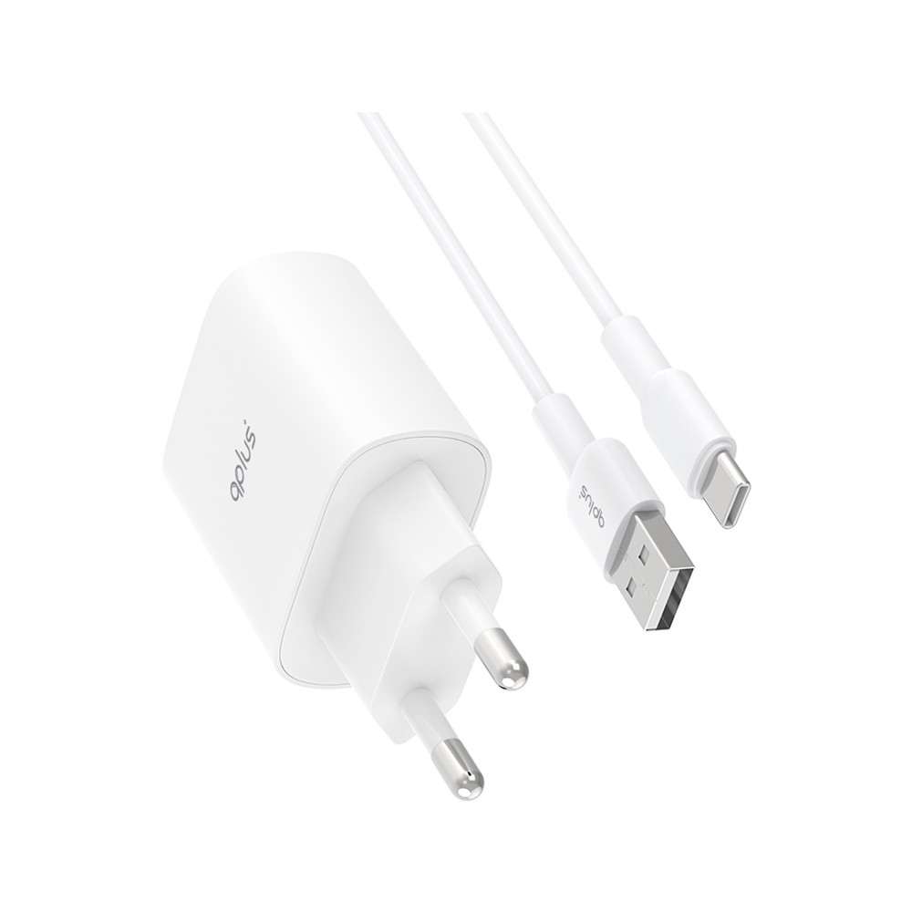 อะแดปเตอร์พร้อมสายชาร์จ QPLUS Wall USB Charger 1 USB-A (QC3.0A/18W) + USB-C Cable 1M. White (QA18) (TISI)