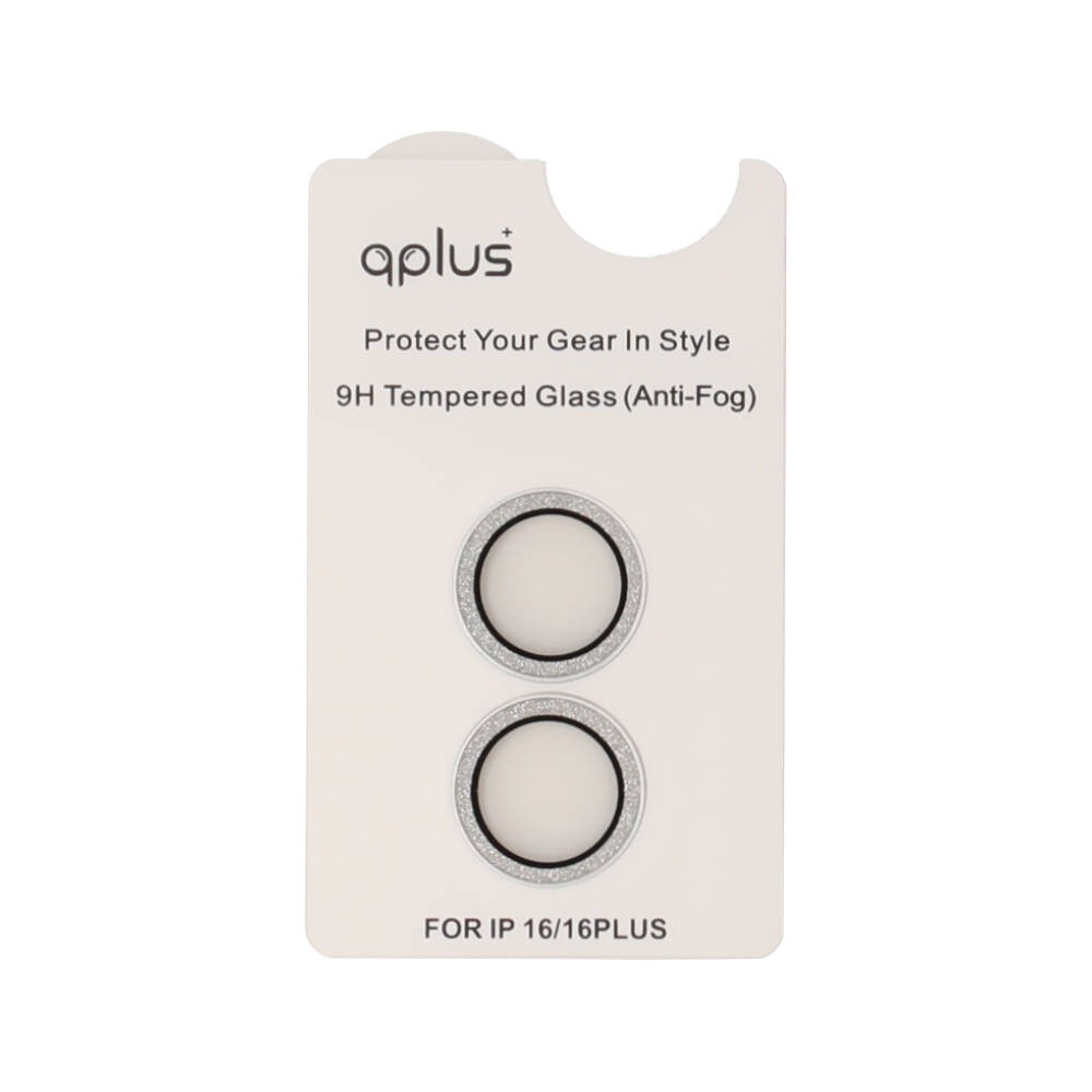 ฟิล์มกันเลนส์ QPLUS Camera Ring Lens iPhone 16/16 Plus Silver Glitter