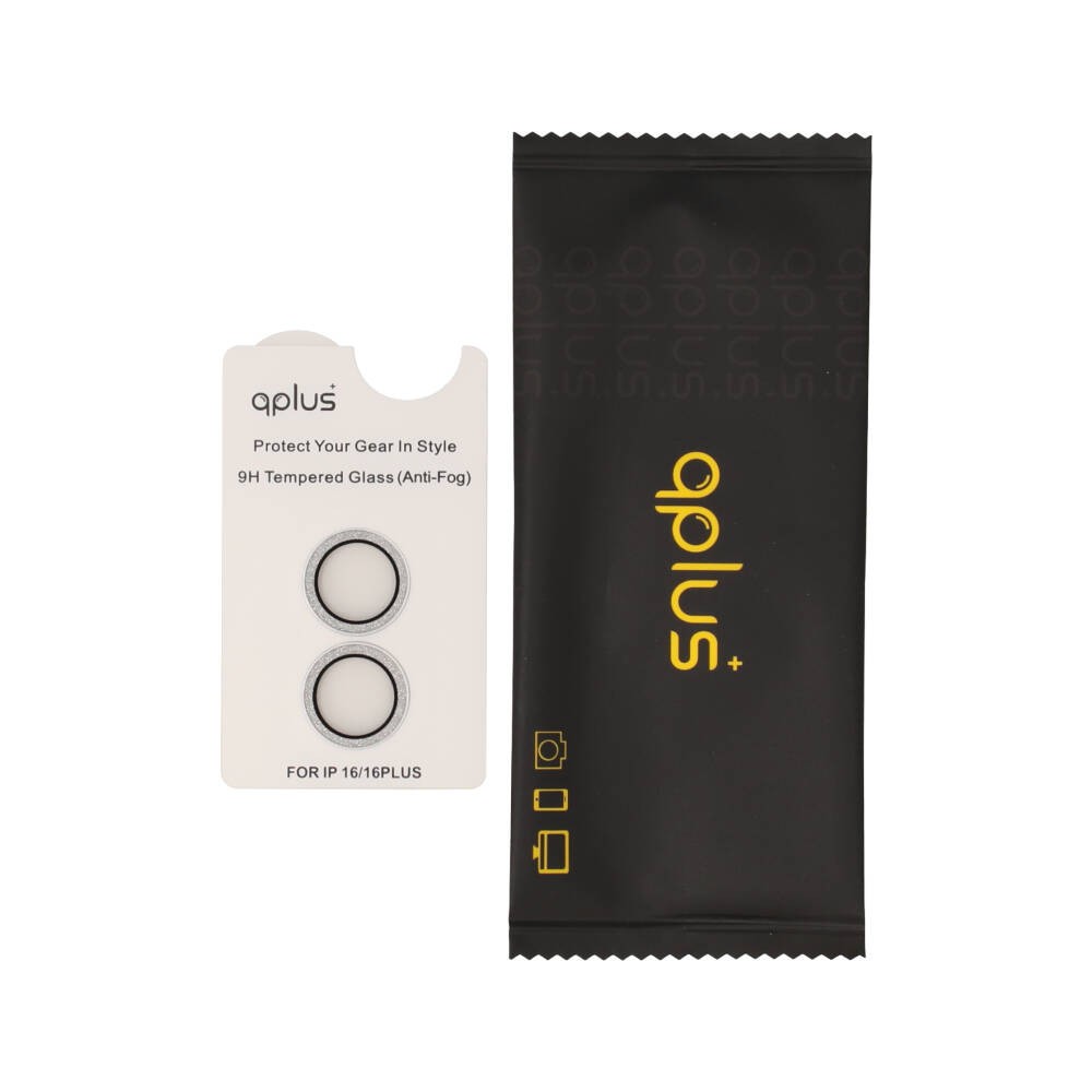 ฟิล์มกันเลนส์ QPLUS Camera Ring Lens iPhone 16/16 Plus Silver Glitter