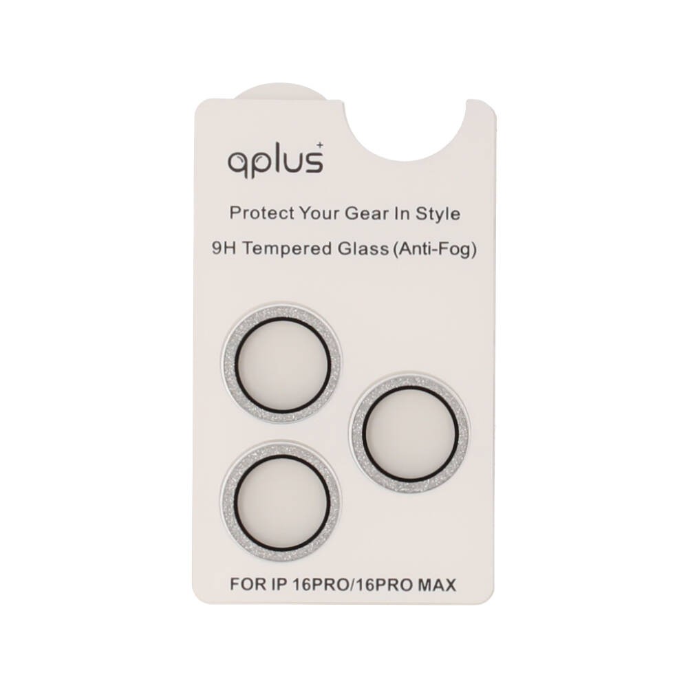 ฟิล์มกันเลนส์ QPLUS Camera Ring Lens iPhone 16 Pro/16 Pro Max Silver Glitter