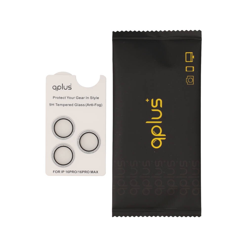 ฟิล์มกันเลนส์ QPLUS Camera Ring Lens iPhone 16 Pro/16 Pro Max Silver Glitter