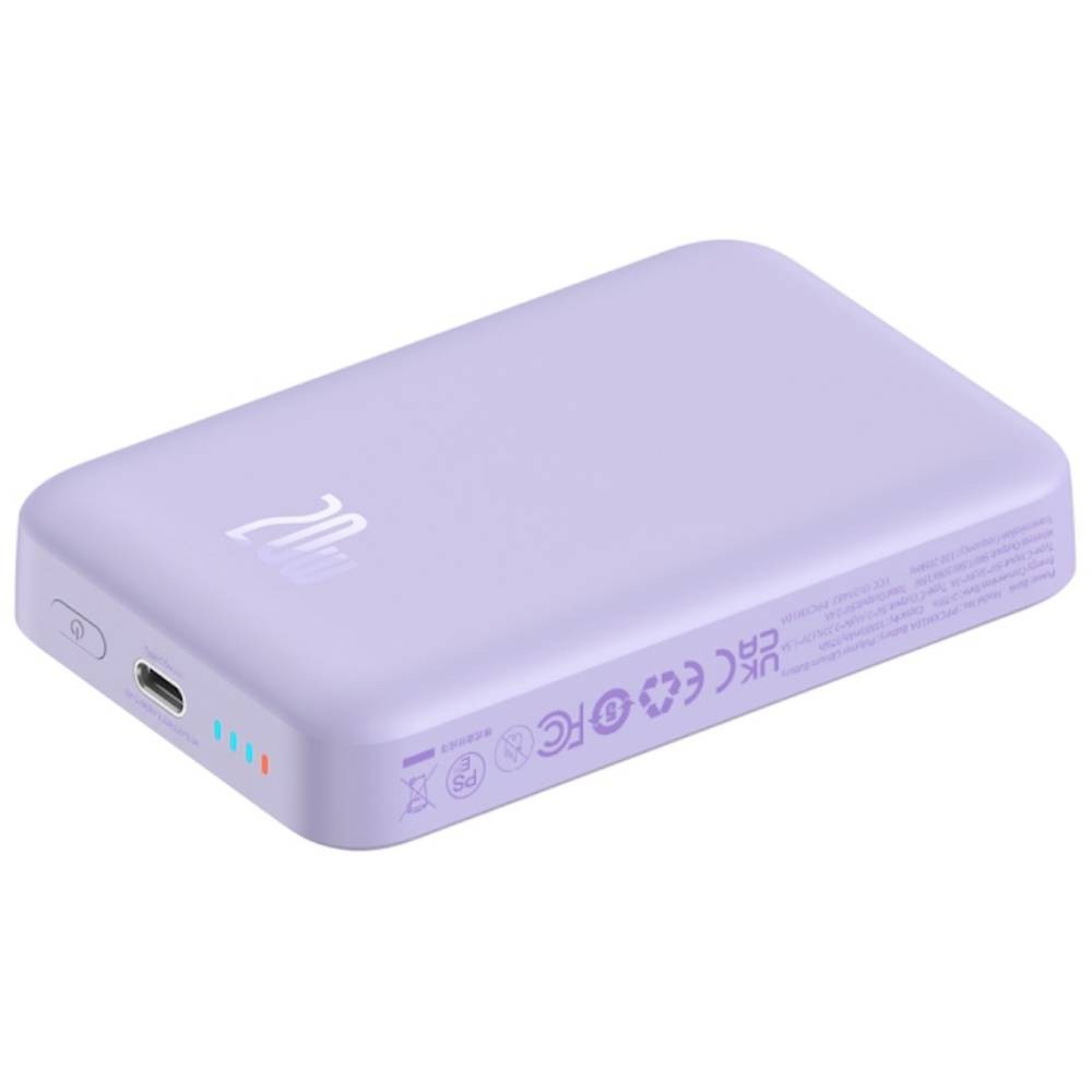 พาวเวอร์แบงค์ Baseus 10,000 mAh Magnetic Mini Air Wireless Fast Charge 20W Purple