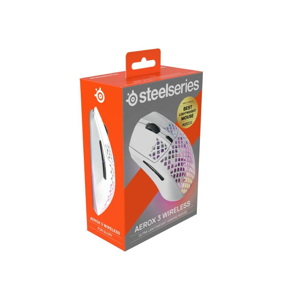 เมาส์เกมมิ่ง SteelSeries Aerox 3 Wireless Mouse Snow White