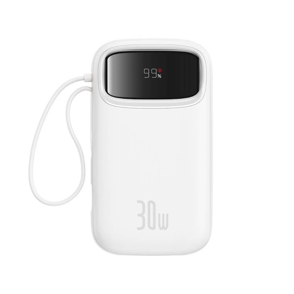 พาวเวอร์แบงค์ Baseus 20,000 mAh Qpow2 Dual-Cable Digital Display 30W Stellar White