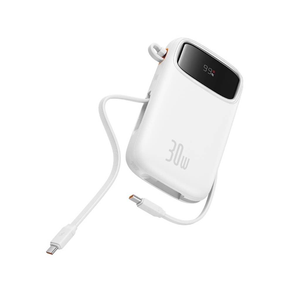 พาวเวอร์แบงค์ Baseus 20,000 mAh Qpow2 Dual-Cable Digital Display 30W Stellar White