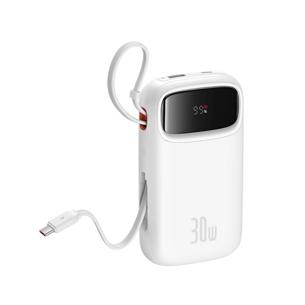 พาวเวอร์แบงค์ Baseus 20,000 mAh Qpow2 Dual-Cable Digital Display 30W Stellar White