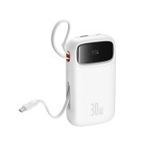 พาวเวอร์แบงค์ Baseus 20,000 mAh Qpow2 Dual-Cable Digital Display 30W Stellar White