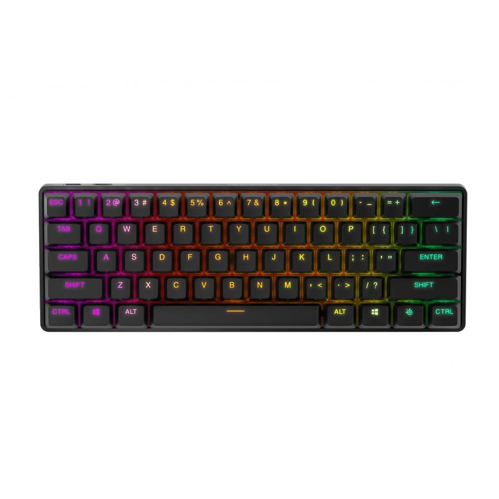 คีย์บอร์ดเกมมิ่ง SteelSeries Apex Pro Mini ขนาด 60% สีดำ รองรับการเชื่อมต่อไร้สายและมีไฟ RGB