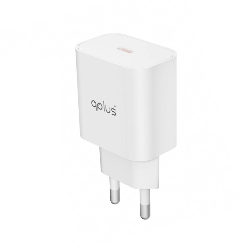 อะแดปเตอร์พร้อมสายชาร์จ QPLUS Wall USB Charger 1 USB-C (PD20W) + USB-C to USB-C Cable 1M. White (AP21) (TISI)