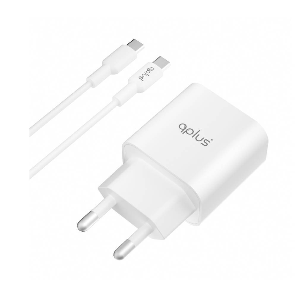 อะแดปเตอร์พร้อมสายชาร์จ QPLUS Wall USB Charger 1 USB-C (PD20W) + USB-C to USB-C Cable 1M. White (AP21) (TISI)