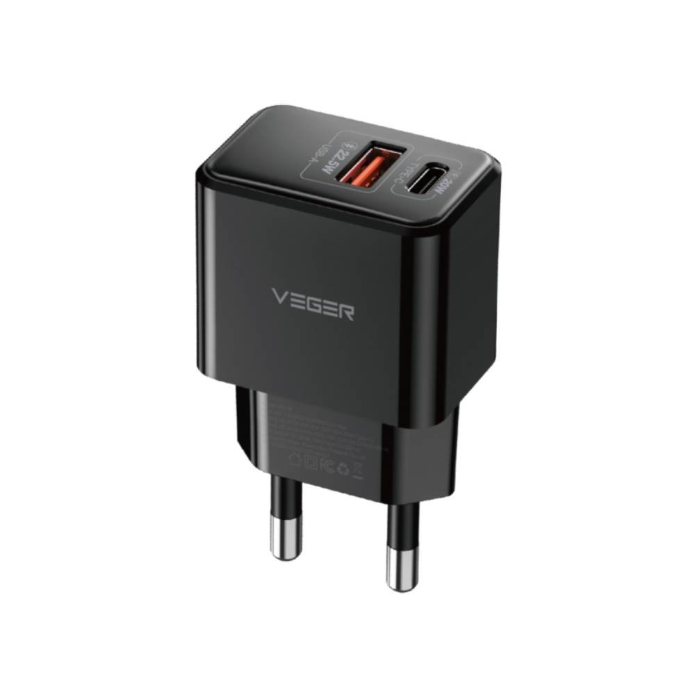 อะแดปเตอร์ VEGER Wall Charger 1 USB-A / 1 USB-C 20W พร้อมสายชาร์จ USB-A to USB-C 1 เมตร
