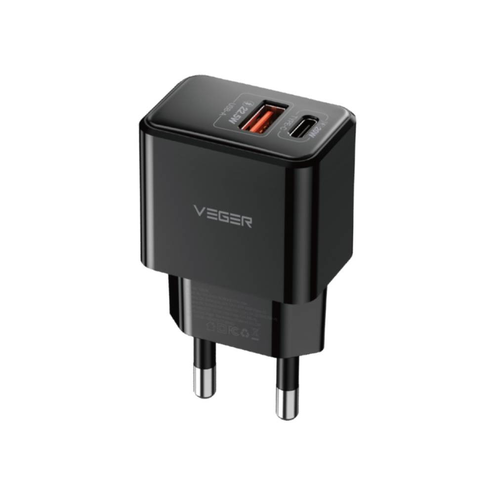 อะแดปเตอร์ VEGER Wall Charger 1 USB-A / 1 USB-C 20W พร้อมสายชาร์จ USB-A to Micro USB 1 เมตร