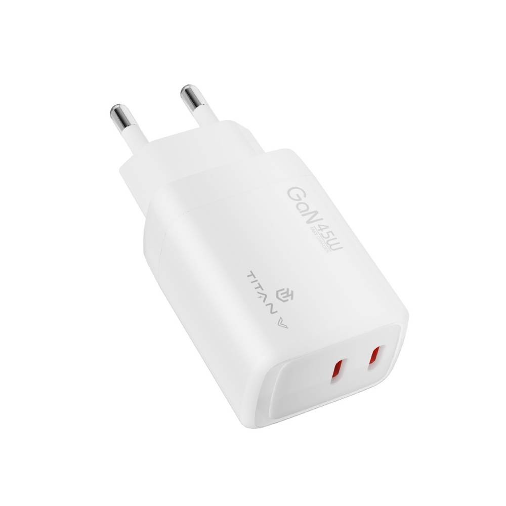 อะแดปเตอร์ TITANV Wall Charger 2 USB-C 45W GaN TI-WC08 White