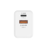 อะแดปเตอร์ QPLUS Wall USB Charger 1 USB-A (22.5W) / 1 USB-C (PD20W) White (V2006) (TISI)