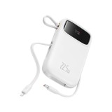 พาวเวอร์แบงค์ Baseus 10,000 mAh Qpow2 Dual-Cable Digital Display 22.5W Stellar White