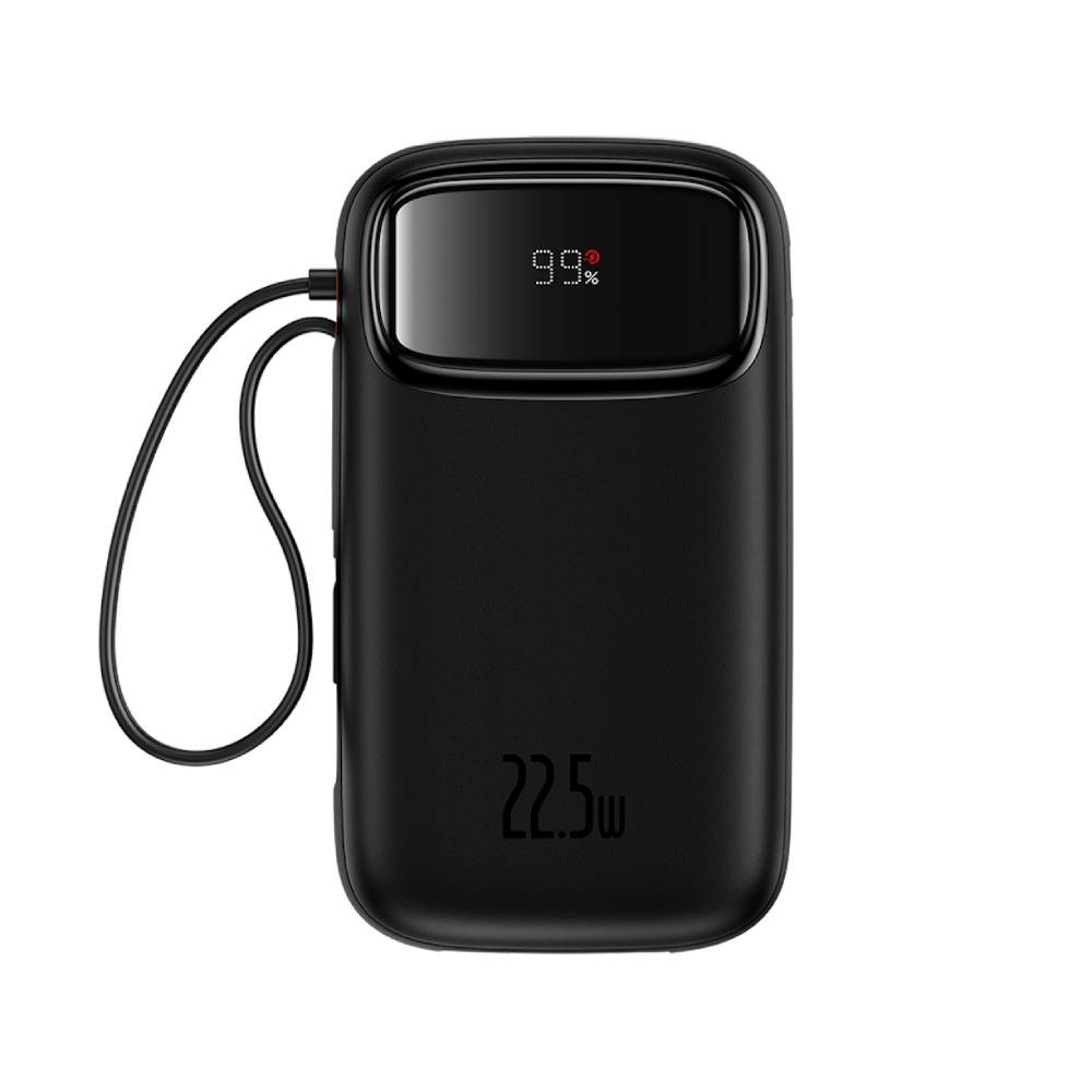 พาวเวอร์แบงค์ Baseus 10,000 mAh Qpow2 Dual-Cable Digital Display 22.5W Cluster Black