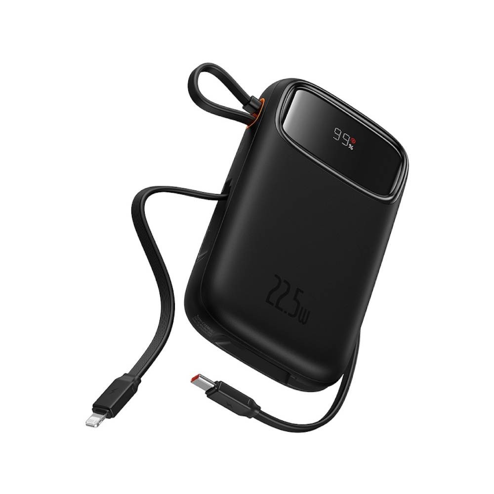 พาวเวอร์แบงค์ Baseus 10,000 mAh Qpow2 Dual-Cable Digital Display 22.5W Cluster Black