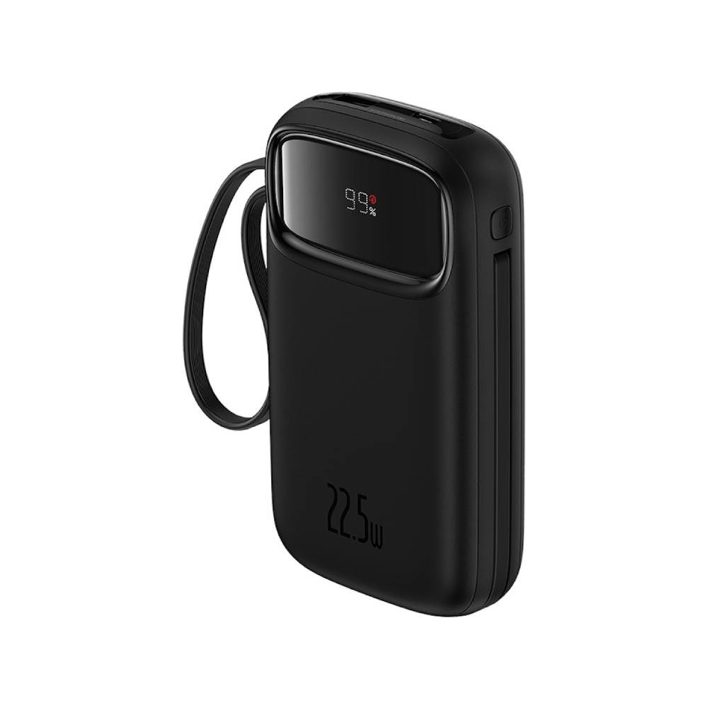 พาวเวอร์แบงค์ Baseus 10,000 mAh Qpow2 Dual-Cable Digital Display 22.5W Cluster Black