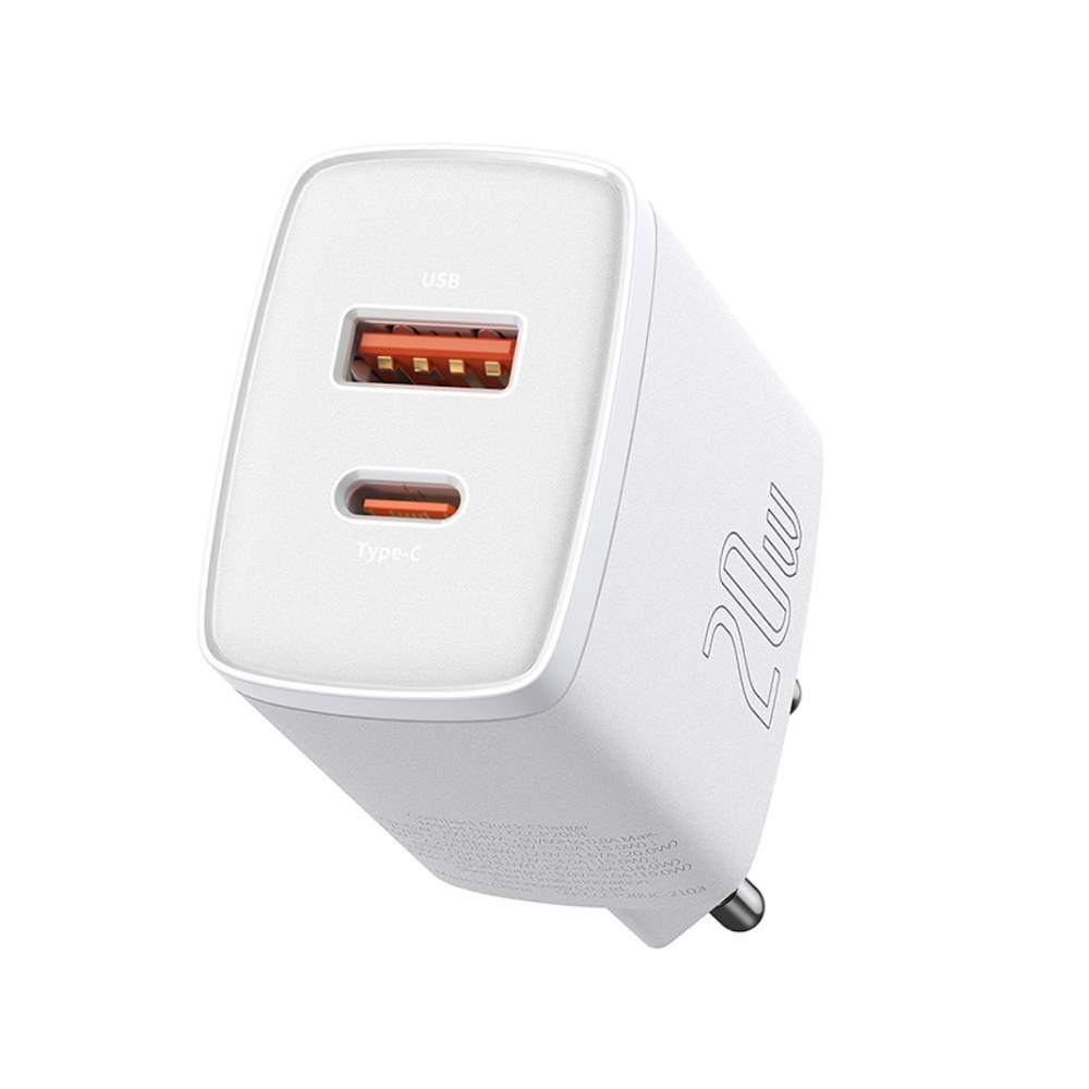 อะแดปเตอร์ Baseus Wall Charger 1 USB-A / 1 USB-C 20W White (TISI)