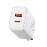 อะแดปเตอร์ Baseus Wall Charger 1 USB-A / 1 USB-C 20W White (TISI)