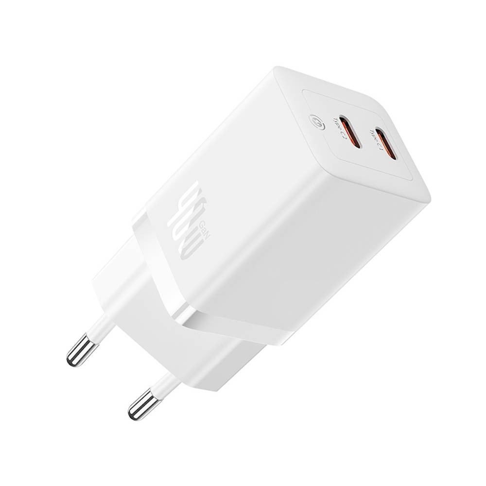 อะแดปเตอร์ Baseus Wall Charger 2 USB-C 40W White (TISI)