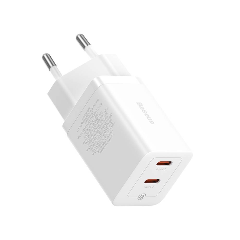 อะแดปเตอร์ Baseus Wall Charger 2 USB-C 40W White (TISI)