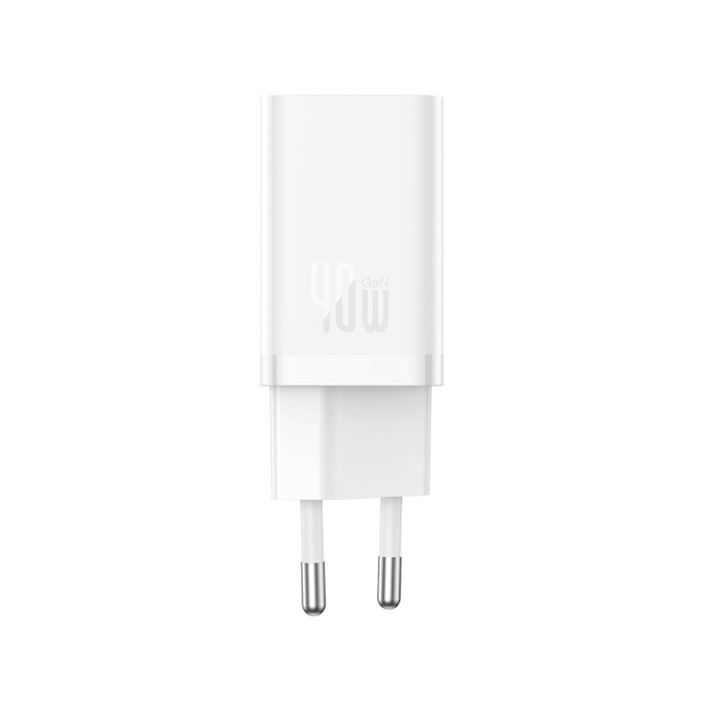 อะแดปเตอร์ Baseus Wall Charger 2 USB-C 40W White (TISI)