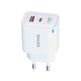 อะแดปเตอร์ Philips Wall Charger 1 USB-A / 1 USB-C 20W GaN White (TISI)