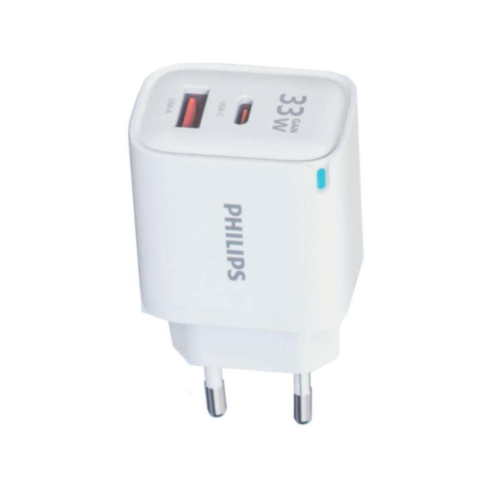 อะแดปเตอร์ Philips Wall Charger 1 USB-A / 1 USB-C 33W GaN White (TISI)