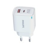 อะแดปเตอร์ Philips Wall Charger 1 USB-A / 1 USB-C 33W GaN White (TISI)