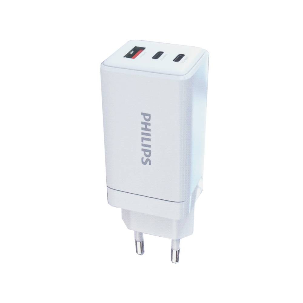 อะแดปเตอร์ Philips Wall Charger 1 USB-A / 2 USB-C 65W GaN White (TISI)