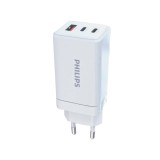 อะแดปเตอร์ Philips Wall Charger 1 USB-A / 2 USB-C 65W GaN White (TISI)