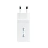 อะแดปเตอร์ Philips Wall Charger 1 USB-A / 2 USB-C 65W GaN White (TISI)