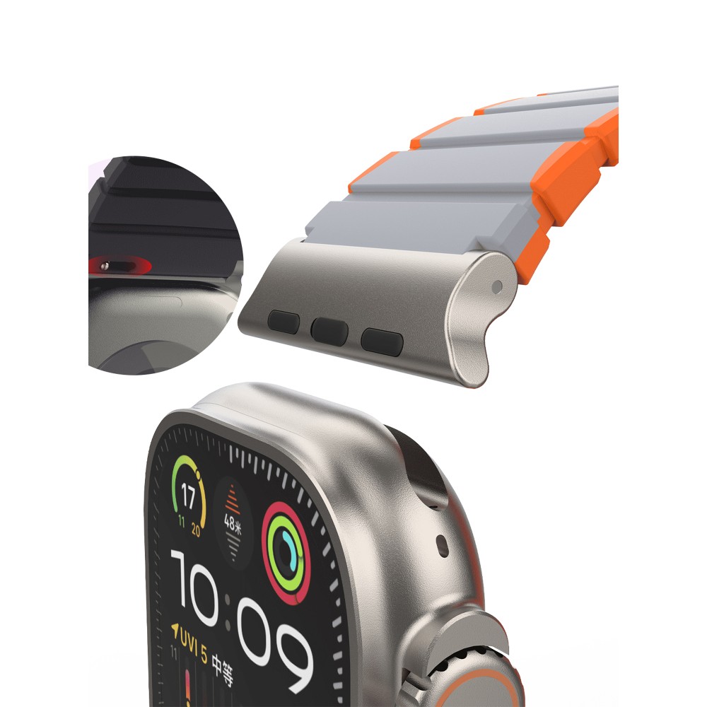 Mutural สาย Apple Watch Strap Series 6,7,8,9 (38/40/41mm) XuanSe Gray Orange