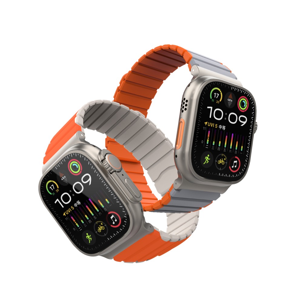 Mutural สาย Apple Watch Strap Series 6,7,8,9,10,11Ultra (42/44/45/46/49mm) XuanSe Grey Orange