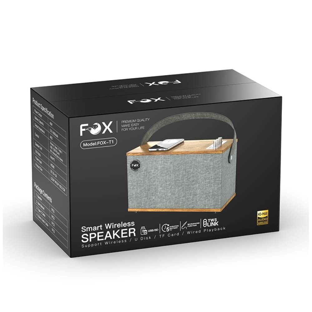 ลำโพงบลูทูธ FOX Music Party Box 40W FOX-T1 Walnut