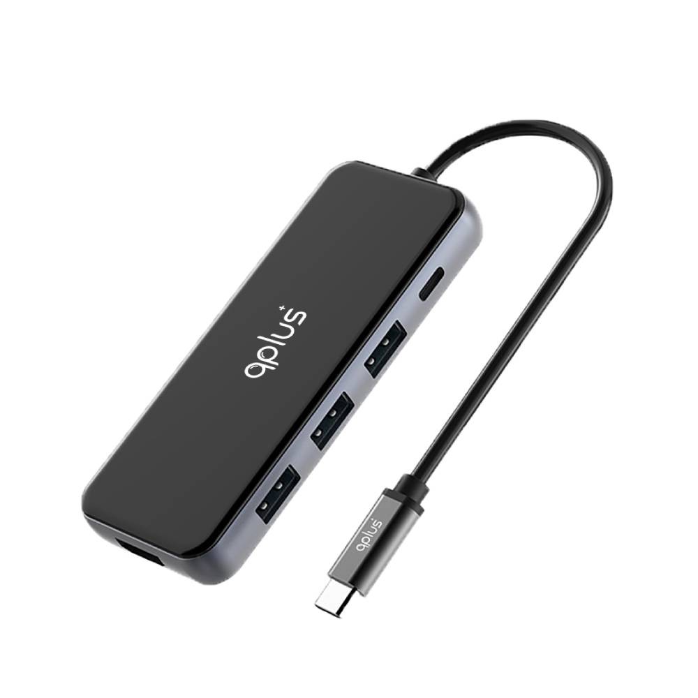 QPLUS 5-in-1 Multifunction Converter/USB Type-C Hub Black