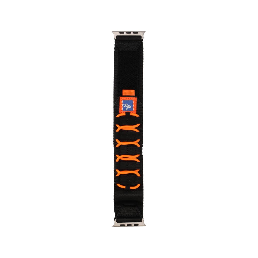 Blue Box สาย Apple Watch Strap Series 6,7,8,9,10,11,SE1,SE2,Ultra (44/45/46/49mm) Woven Laces Black/Orange