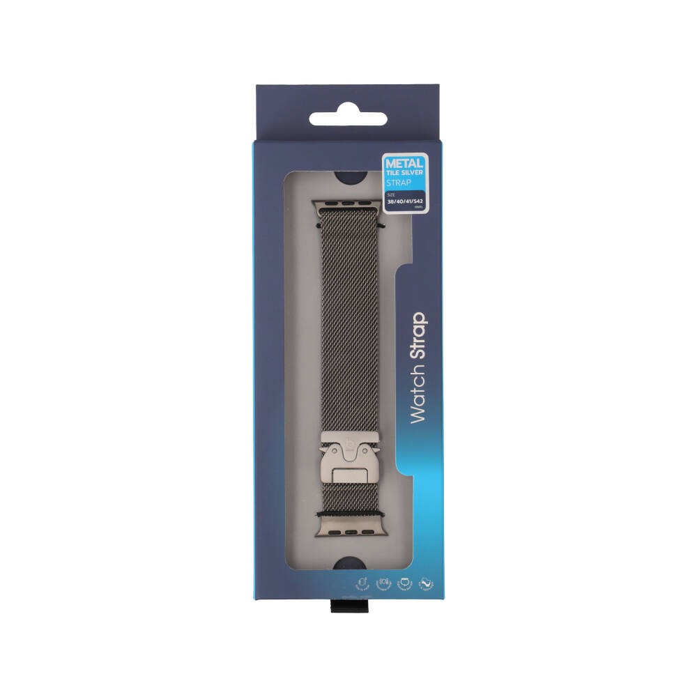 Blue Box สาย Apple Watch Strap Series 6,7,8,9,10,11,SE1,SE2 (39/40/41/42mm) mm New Metal Tile Silver
