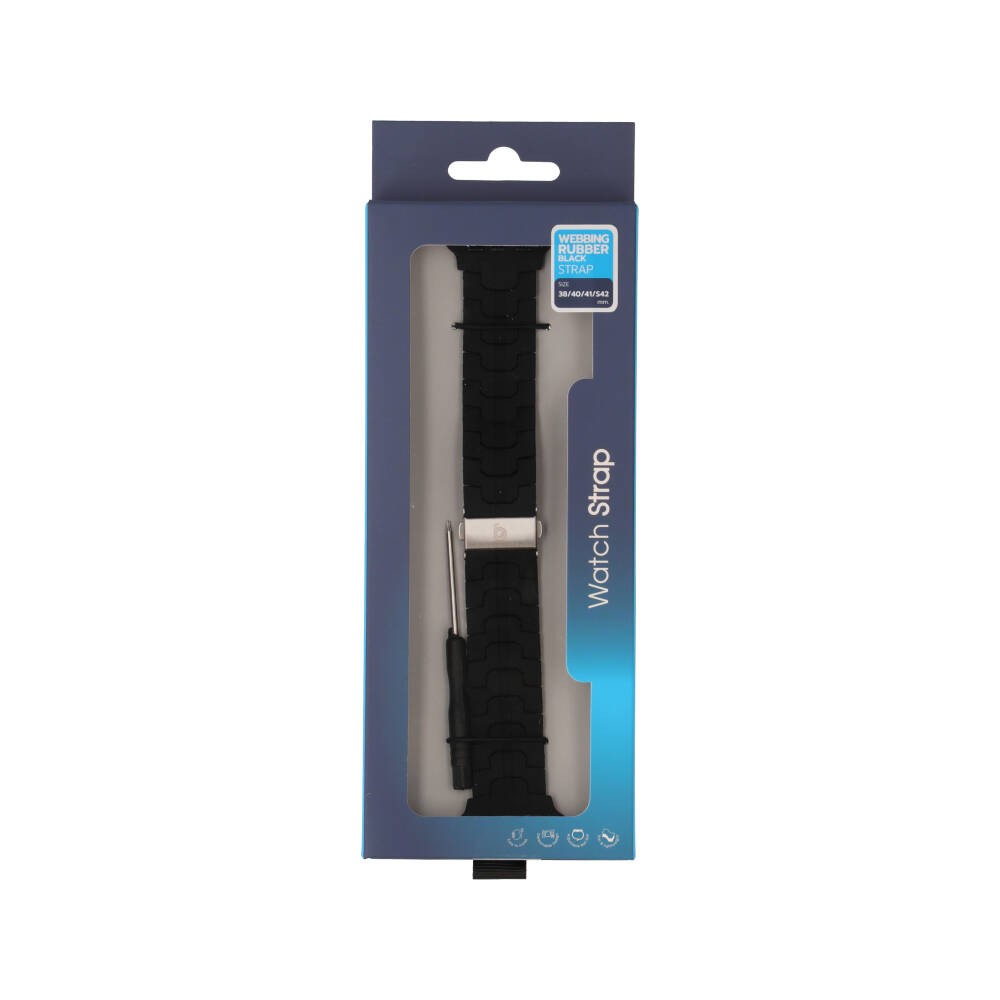 Blue Box สาย Apple Watch Strap Series 6,7,8,9,10,11,SE1,SE2 (39/40/41/42mm) mm Webbing Rubber Black