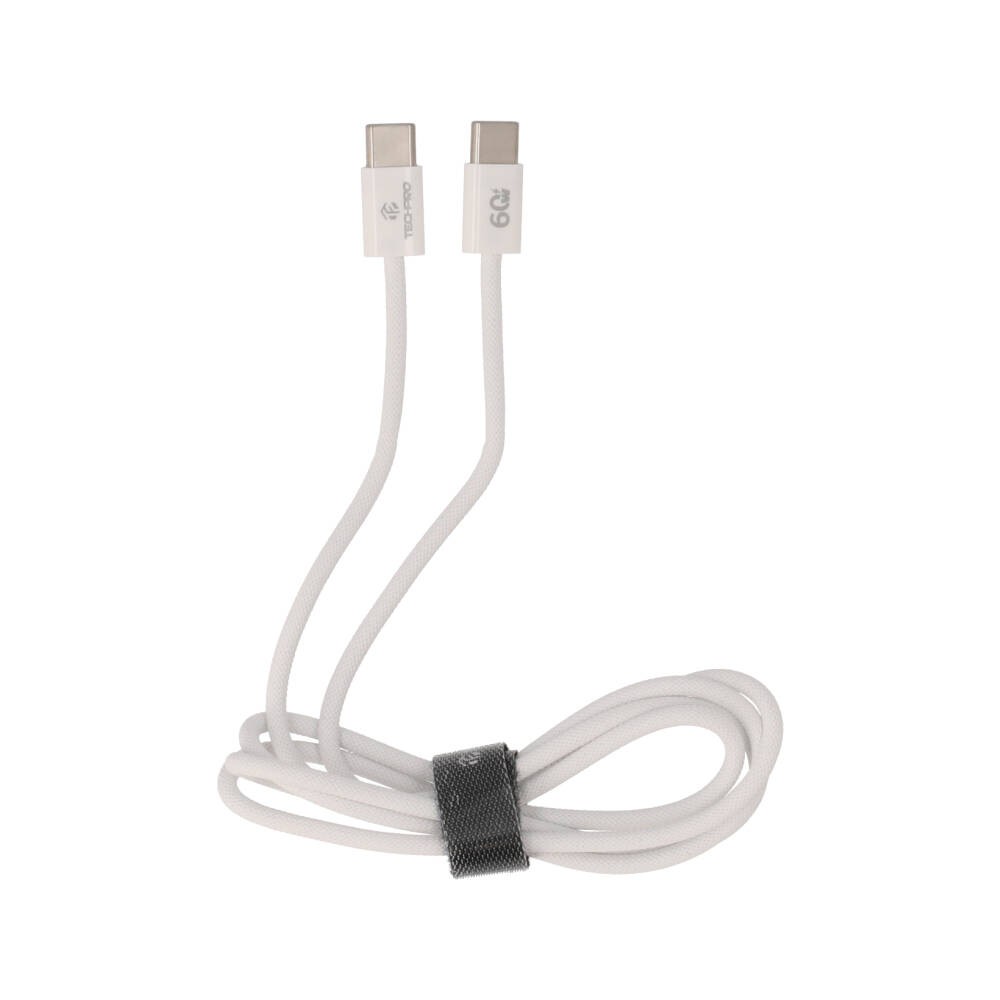 สายชาร์จ TECHPRO USB-C to USB-C Cable 60W 1M. Knitting White (TP-C05)