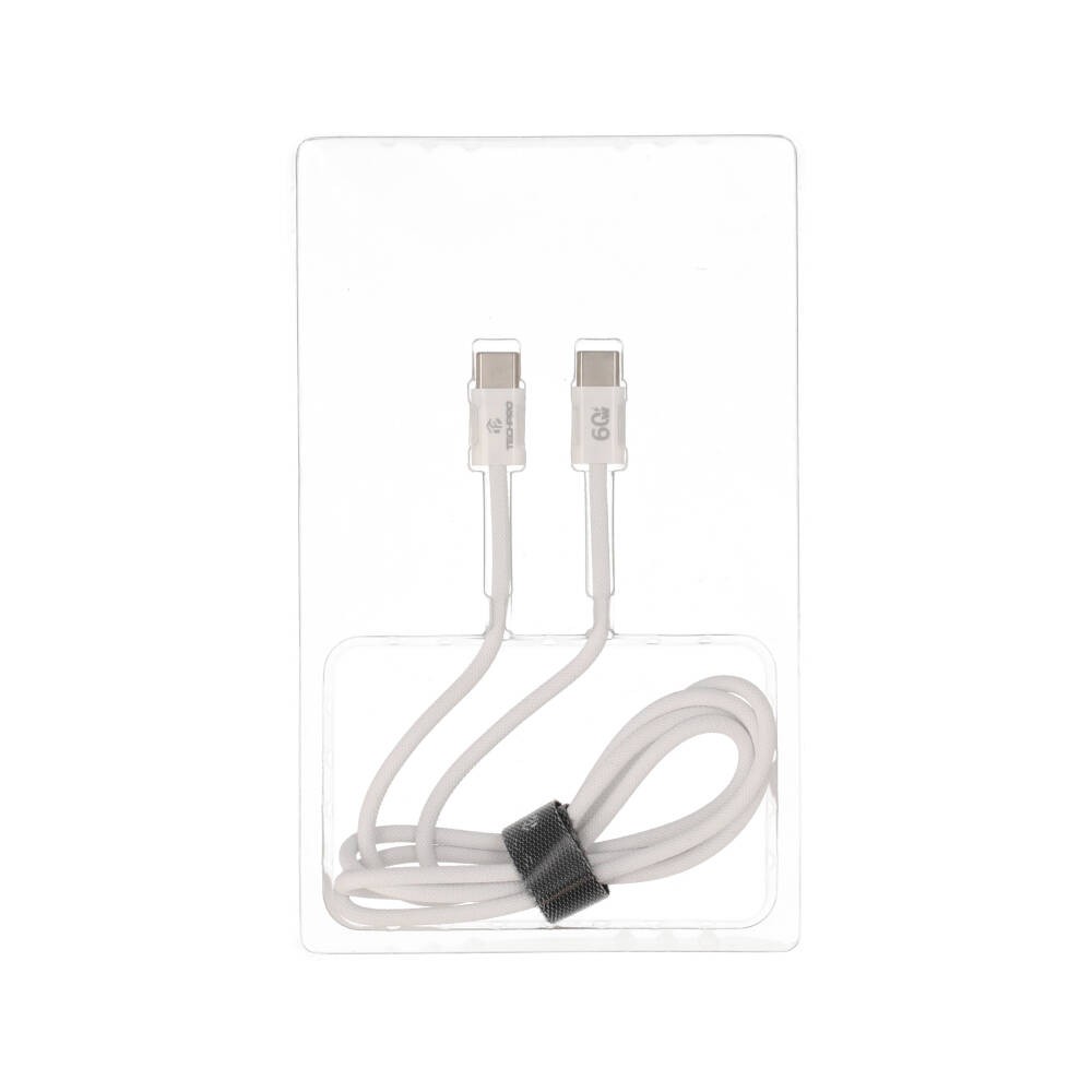 สายชาร์จ TECHPRO USB-C to USB-C Cable 60W 1M. Knitting White (TP-C05)