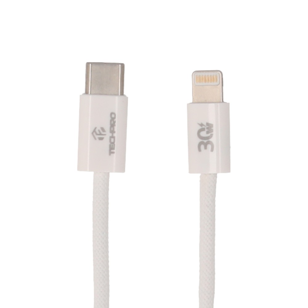 สายชาร์จ TECHPRO USB-C to Lightning 30W 1M Knitting White (TP-C05)