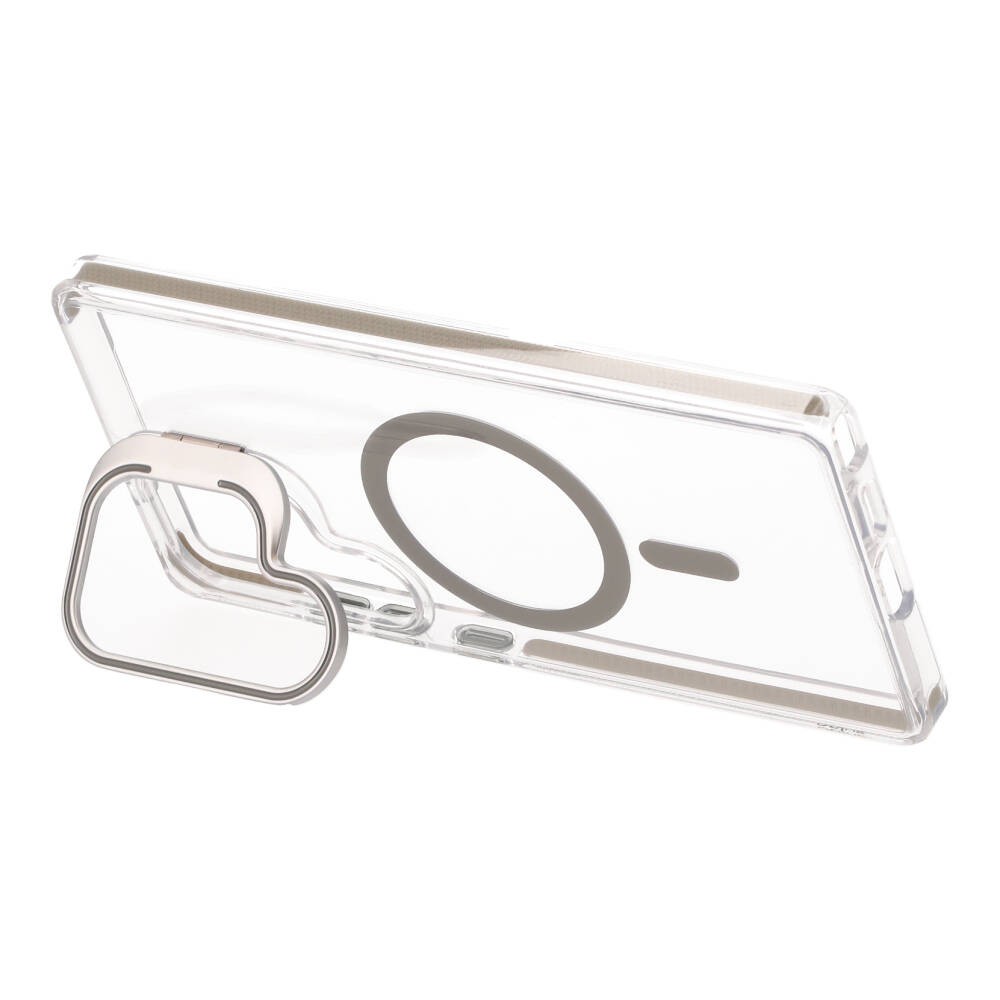 เคส QPLUS Samsung S25 Ultra Magnetic Transparent Gray with Camera Stand