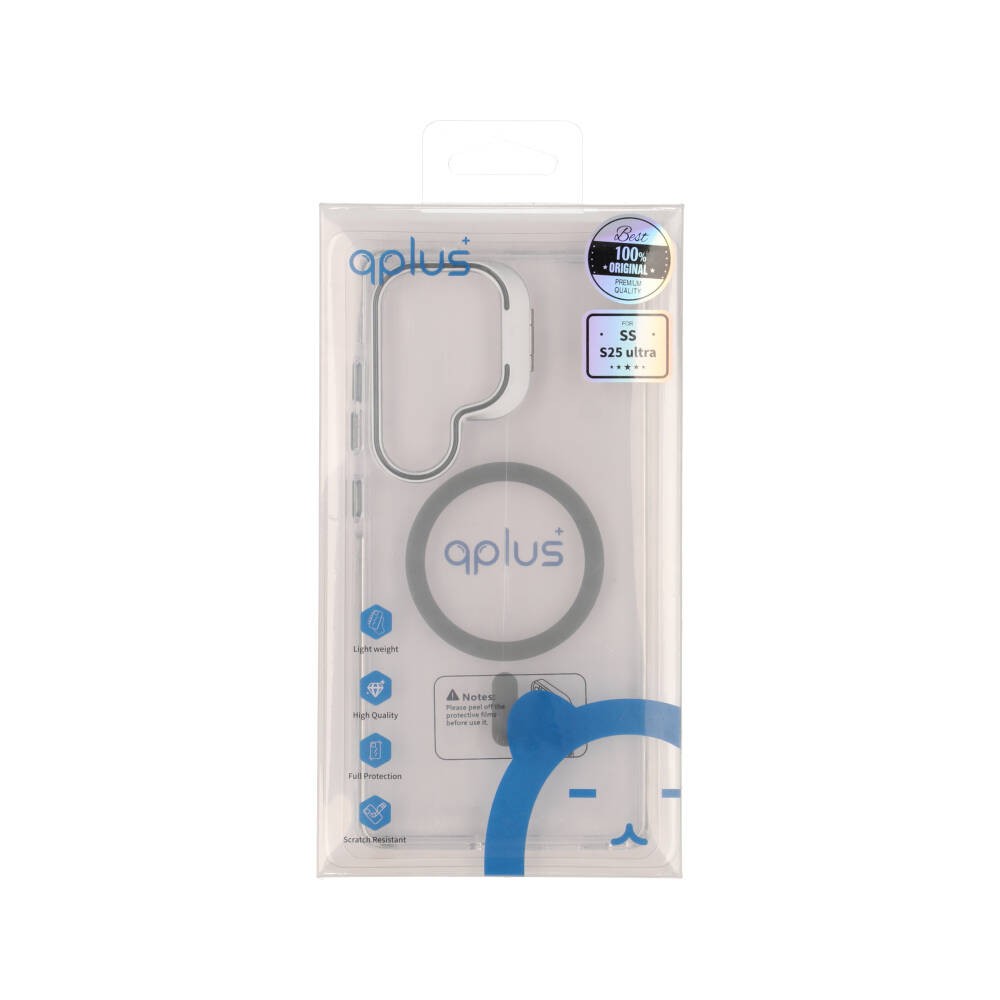 เคส QPLUS Samsung S25 Ultra Magnetic Transparent Gray with Camera Stand